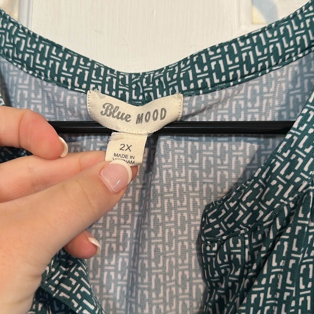 Blue Mood Green top size 2x - Picture 3 of 4